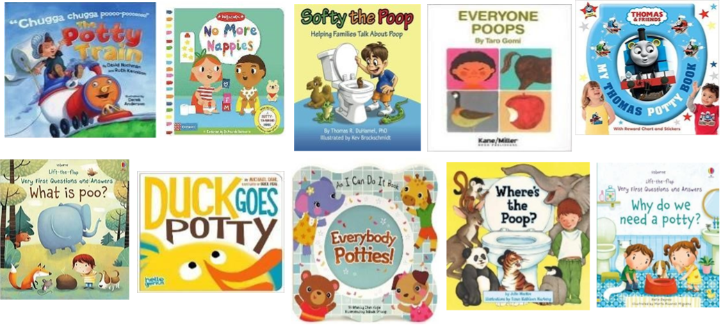 Selection of book covers on the subject of toilet training